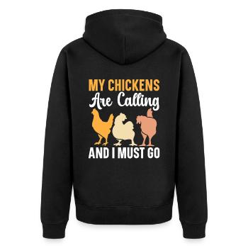 Éleveur de poulet Chuchoteur de poulet Animal de ferme - Veste à capuche bio Premium Unisexe - noir - Dos - Nico (187cm)
