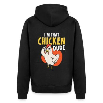 Poulet fermier Poulet Chuchoteur Animal de la ferme - Veste à capuche bio Premium Unisexe - noir - Dos - Nico (187cm)