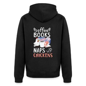 Hühnerbauer Hühnerflüsterer Bauernhoftier - Unisex Premium Bio Zip Hoodie - Schwarz - Hinten - Nico (187cm)