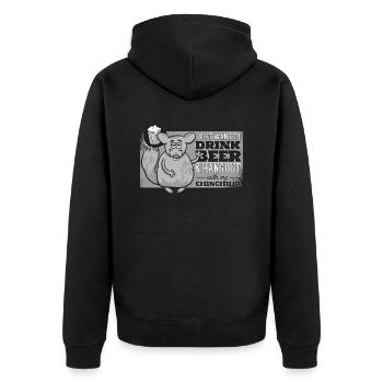 Just Drink Beer And Hang Out Short Tail Long Hair - Unisex Premium Organic Zip Hoodie - black - Back - Nico (187cm)