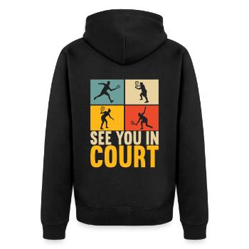 Racquetball Racquetball Player - Unisex Premium Organic Zip Hoodie - black - Back - Nico (187cm)