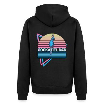 Nymphensittich Papa Papagei Retro - Unisex Premium Bio Zip Hoodie - Schwarz - Hinten - Nico (187cm)