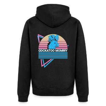 Cockatoo Mama Retro - Unisex Premium Organic Zip Hoodie - black - Back - Nico (187cm)