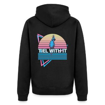 Nymphensittich Papagei Retro - Unisex Premium Bio Zip Hoodie - Schwarz - Hinten - Nico (187cm)