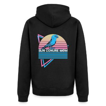 Parakeet Mama Parakeet Retro - Unisex Premium Organic Zip Hoodie - black - Back - Nico (187cm)