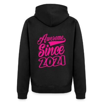 Awesome Since 2021 - Unisex Premium Organic Zip Hoodie - black - Back - Nico (187cm)
