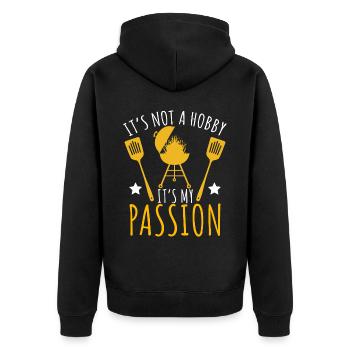Grillen Grillmeister Barbecue Grill - Unisex Premium Bio Zip Hoodie - Schwarz - Hinten - Nico (187cm)