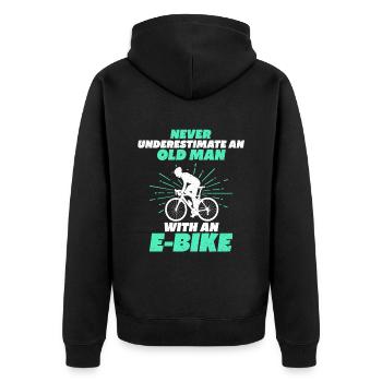 Ne sous-estimez jamais un homme avec un vélo électrique - Veste à capuche bio Premium Unisexe - noir - Dos - Nico (187cm)