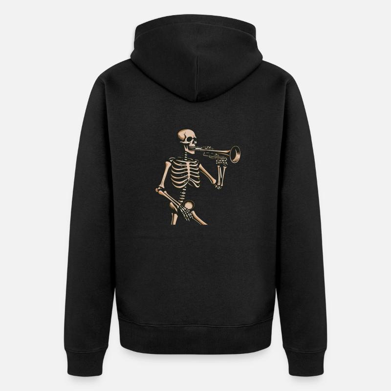 fanfare, trombone, squelette - Veste à capuche bio Premium Unisexe - noir