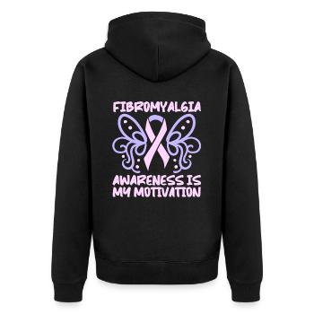 Fibromyalgie Rhumatisme - Veste à capuche bio Premium Unisexe - noir - Dos - Nico (187cm)