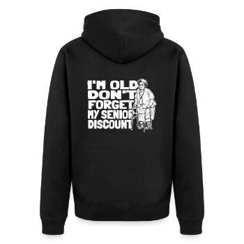 Pension de retraité drôle N’oubliez pas ma réduction - Veste à capuche bio Premium Unisexe - noir - Dos - Nico (187cm)