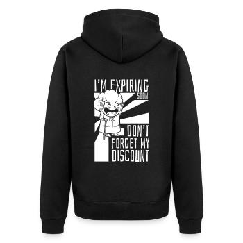 Pensioner Pension Funny Dont Forget My Discount - Unisex Premium Organic Zip Hoodie - black - Back - Nico (187cm)