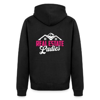 Real estate agent lady - Unisex Premium Organic Zip Hoodie - black - Back - Nico (187cm)