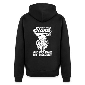 Pension de retraité drôle N’oubliez pas ma réduction - Veste à capuche bio Premium Unisexe - noir - Dos - Nico (187cm)