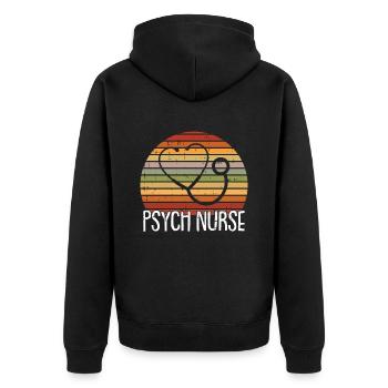 Psychologie Psychologe - Unisex Premium Bio Zip Hoodie - Schwarz - Hinten - Nico (187cm)