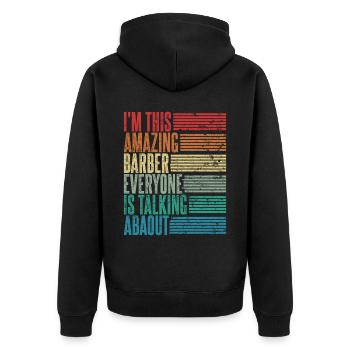 Barbier Barbier Coiffeur Cadeau Coiffeur - Veste à capuche bio Premium Unisexe - noir - Dos - Nico (187cm)