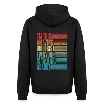 Vintage Biologist Biologist Gift Biology Retro - Unisex Premium Organic Zip Hoodie - black - Back - Nico (187cm)
