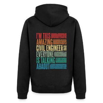 Vintage Ingénieur Civil Ingénieur Civil Cadeau Rétro - Veste à capuche bio Premium Unisexe - noir - Dos - Nico (187cm)