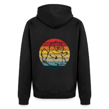 People Loves Beavers Nagetiere Sonnenuntergang - Unisex Premium Bio Zip Hoodie - Schwarz - Hinten - Nico (187cm)