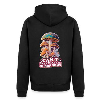 Fungal Funnies Can't Breathalyze Mushrooms - Unisex Premium Bio Zip Hoodie - Schwarz - Hinten - Nico (187cm)