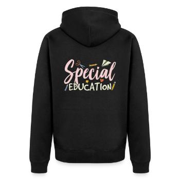 Sonderpädagogik Beruf Lehrer Sonderpädagoge - Unisex Premium Bio Zip Hoodie - Schwarz - Hinten - Nico (187cm)