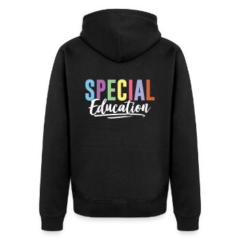 Sonderpädagogik Lehrer Beruf Sonderpädagoge - Unisex Premium Bio Zip Hoodie - Schwarz - Hinten - Nico (187cm)