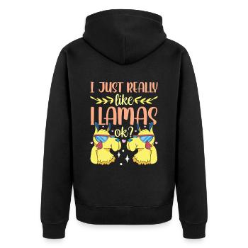 J’aime beaucoup les lamas animaux lama lama - Veste à capuche bio Premium Unisexe - noir - Dos - Nico (187cm)