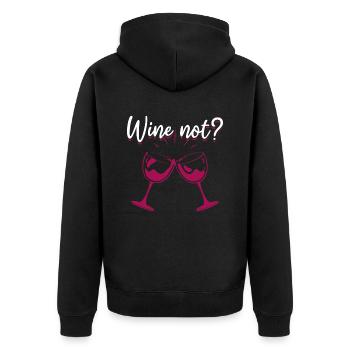 WINE NOT | WINE Why not? Oenophile - Unisex Premium Organic Zip Hoodie - black - Back - Nico (187cm)