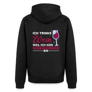Ich trinke Wein weil ich kein Smoothie Mensch bin - Unisex Premium Bio Zip Hoodie - Schwarz - Hinten - Nico (187cm)
