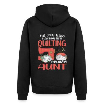 Quilting Gift Sewing Knitting Quilter - Unisex Premium Organic Zip Hoodie - black - Back - Nico (187cm)