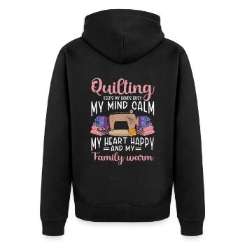Quilten Geschenk Nähen Stricken Quilter - Unisex Premium Bio Zip Hoodie - Schwarz - Hinten - Nico (187cm)
