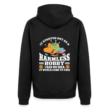 Quilten Geschenk Nähen Stricken Quilter - Unisex Premium Bio Zip Hoodie - Schwarz - Hinten - Nico (187cm)