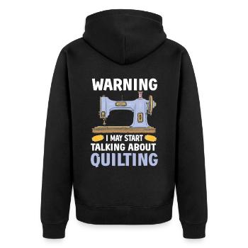 Quilten Geschenk Nähen Stricken Quilter - Unisex Premium Bio Zip Hoodie - Schwarz - Hinten - Nico (187cm)