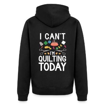 Quilten Geschenk Nähen Stricken Quilter - Unisex Premium Bio Zip Hoodie - Schwarz - Hinten - Nico (187cm)