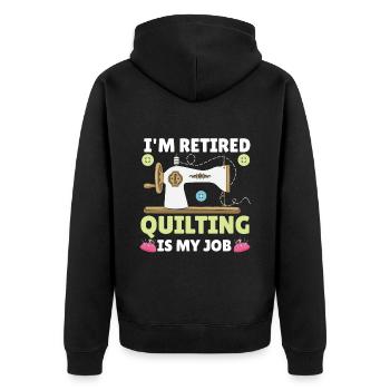Quilten Geschenk Nähen Stricken Quilter - Unisex Premium Bio Zip Hoodie - Schwarz - Hinten - Nico (187cm)