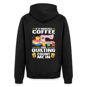 Quilten Geschenk Nähen Stricken Quilter - Unisex Premium Bio Zip Hoodie - Schwarz - Hinten - Nico (187cm)