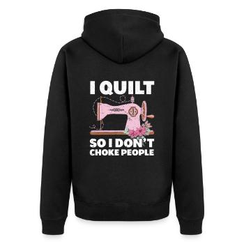 Quilten Geschenk Nähen Stricken Quilter - Unisex Premium Bio Zip Hoodie - Schwarz - Hinten - Nico (187cm)