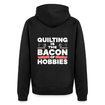 Quilten Geschenk Nähen Stricken Quilter - Unisex Premium Bio Zip Hoodie - Schwarz - Hinten - Nico (187cm)