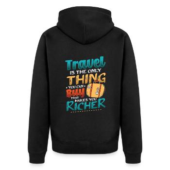 Les voyages vous enrichissent - Travel Enthusiast - Veste à capuche bio Premium Unisexe - noir - Dos - Nico (187cm)