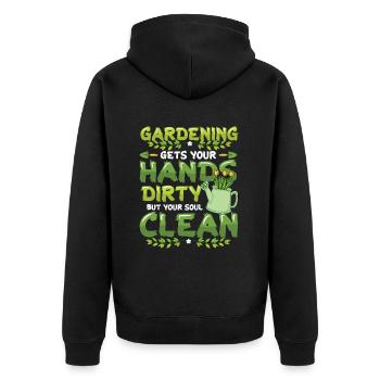 Gardening gets your hands dirty - Unisex Premium Organic Zip Hoodie - black - Back - Nico (187cm)