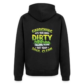 Gardening gets your hands dirty - Unisex Premium Organic Zip Hoodie - black - Back - Nico (187cm)