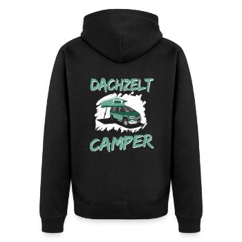 Dachzelt Camper | Autozelt Campingurlaub Abenteuer - Unisex Premium Bio Zip Hoodie - Schwarz - Hinten - Nico (187cm)