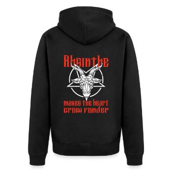 Satan Beelzebub Teufel Gothic Pentagram Mystisch - Unisex Premium Bio Zip Hoodie - Schwarz - Hinten - Nico (187cm)