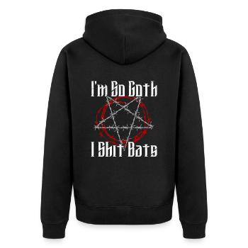 Satan Beelzebub Devil Gothic Pentagram Mystical - Unisex Premium Organic Zip Hoodie - black - Back - Nico (187cm)