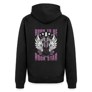 Gitarristin Geboren, um ein zu sein - Unisex Premium Bio Zip Hoodie - Schwarz - Hinten - Nico (187cm)