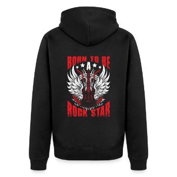 Né pour être une rock star - Veste à capuche bio Premium Unisexe - noir - Dos - Nico (187cm)