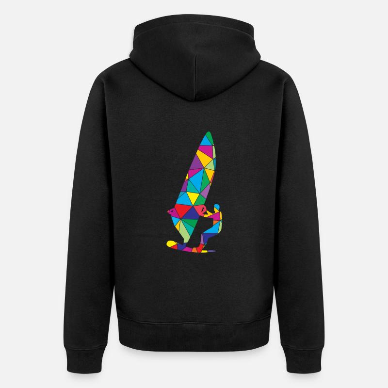 Low Poly Windsurfen Polygon Windsurfen - Unisex Premium Bio Zip Hoodie - Schwarz