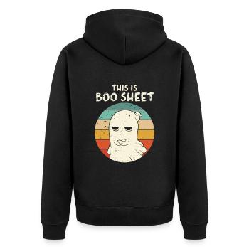 This Is Boo Sheet Ghost Trick Or Treat Halloween - Unisex Premium Bio Zip Hoodie - Schwarz - Hinten - Nico (187cm)