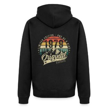 1979 Geburtstag geboren im Jahr 1979 Retro Vintage - Unisex Premium Bio Zip Hoodie - Schwarz - Hinten - Nico (187cm)