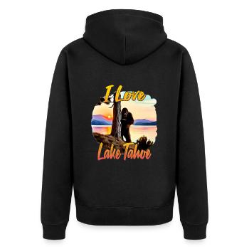 J’adore le lac Tahoe - Veste à capuche bio Premium Unisexe - noir - Dos - Nico (187cm)